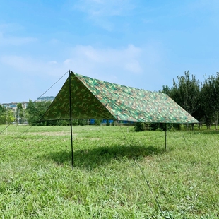 可定制户外迷彩天幕帐篷，露营野营遮阳篷，防晒防雨牛津布涂银沙滩棚