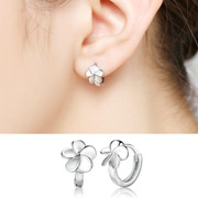 韩版叶草耳扣女 时尚五叶花朵银女士耳环耳饰  饰品ebay 原创设计