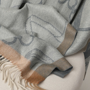 英国客户定制重磅纯山羊绒加大披肩提花秋季保暖盖毯毛毯