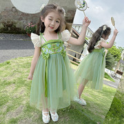 儿童夏季汉服裙小女孩六一表演裙子中国风，复古宝宝唐装女童公主裙