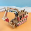 大号彩色挖土机儿童玩具车模型木质工程车拼装景区货源