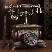 销品厂老式仿古电话机实木复古旋转拨号电话机欧式复古中式电话家