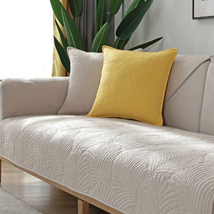 北欧简约纯色沙发垫四季纯棉，布艺防滑全棉，坐垫通用现代沙发套罩巾