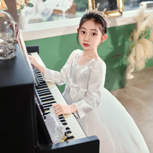 童装女童礼服连衣裙秋装8-10八11十12岁儿童女孩气质钢琴演出服群