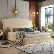 轻奢布艺软床意式主，卧室定制高档样板间后现代，1.8米真皮双人婚床