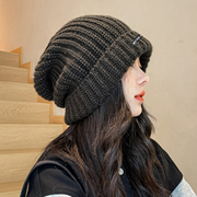 帽子女2023大头围显脸小针织毛线帽秋冬季保暖护耳包头月子帽