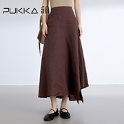 蒲pukka2024春夏自然，文艺气质优雅显瘦法式亚麻半身裙