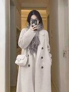 FN潮风衣女2023韩系高级感黑色英伦风中长短款毛呢大衣外套