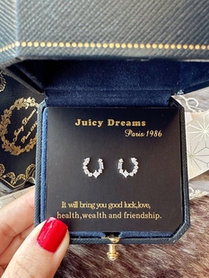 轻奢法国设计师JUICY DREAMS幸运星星许愿骨马蹄纯银小众情侣耳钉