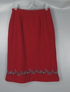 vintage古着中古80年代日本秋冬季暗红色，刺绣中长半身裙靴裙