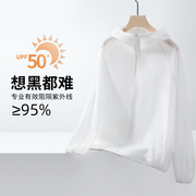 白色时尚防晒衣女款2024夏季休闲清凉透气轻薄防紫外线设计感