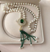 青岛饰品天然珍珠高端奢华70㎝满钻手工，串珠毛衣项链