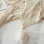 北欧风流苏针织毯子办公室空调午休毯毛线盖毯沙发休闲毯毛毯
