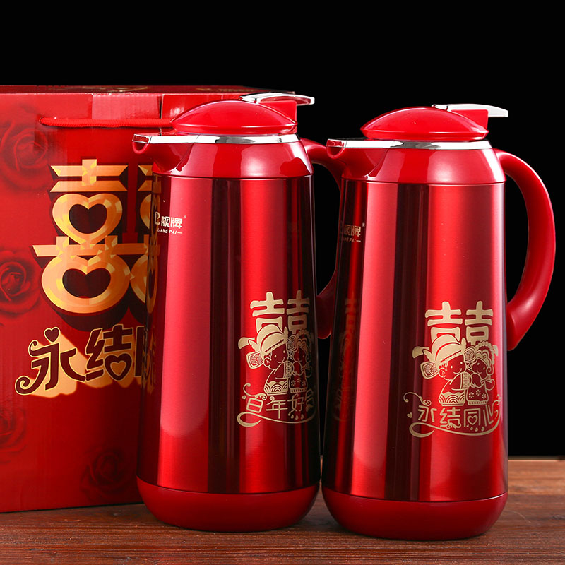 红色暖壶一对结婚庆用品陪嫁热水瓶婚礼喜庆保温壶家用欧式暖水瓶|ruв категории посуда, кубок/кубок/чайник, термос - от Buy2taobao.com для оказания профессиональной услуги покупки агента Taobao