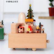 圣诞音乐盒旋转木马木质八音盒创意生日圣诞节七夕情人节礼物