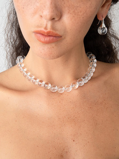 透明天然白水晶(白水晶)项链小众设计黑玛瑙，锁骨链磁吸扣轻奢高级感女