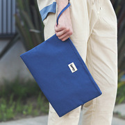 韩版帆布手拿包 纯色大容量手包 零钱卡包证件手拿包
