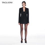 taglioni镂空露背性感西装裙简约大气，v领大女主气场长款外套黑色