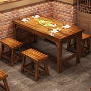快餐桌椅组合松木餐椅茶餐厅肠粉店餐饮店4椅餐馆大号实木餐