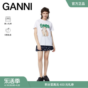 GANNI女装 经典款呆萌兔子图案休闲圆领短袖T恤衫 T2778151