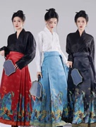 新中式汉服女2023日常可穿马面裙高端轻薄国风半身裙套装夏季