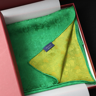 非遗花罗丨孔雀绿双面可用真丝，重工卷边长条，桑蚕丝围巾丝巾礼盒装