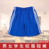 校服裤子宝蓝色两条杠，夏季五分短裤运动男女，初高中小学生薄款校裤
