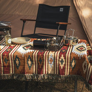 摩洛哥风格加厚棉麻桌布餐桌布茶几台布异域风复古波西米亚露营毯