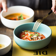 北欧吃饭小碗家用日式面碗汤碗6英寸直口圆碗单个陶瓷碗西餐餐具