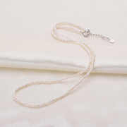 天然淡水白色珍珠项链2-3mm近正圆高光微瑕baby锁骨链s925银.....