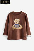 英国Next儿童男女卡其棕色小熊长袖T恤纯棉D37-308