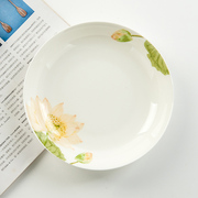 家用中式骨瓷餐具圆盘7英寸深饭盘7寸菜盘子，深盘碟子水果饺子汤盘