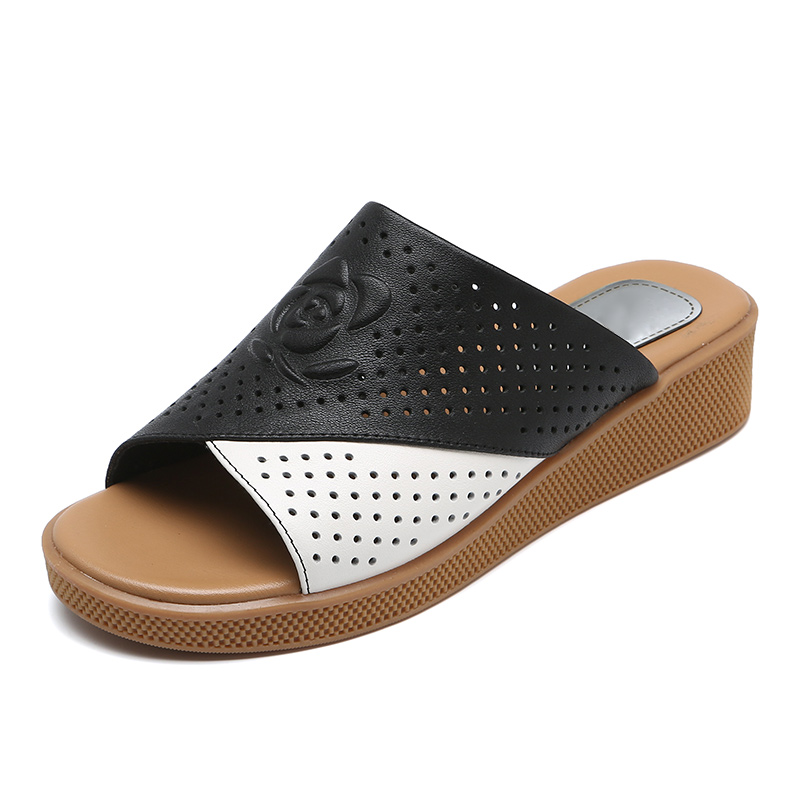 high-grade summer slipper Exorcism fashion genuine leather Middle and old age soft sole middle age Ladies slipper Large non-slip momin the Women's Shoes, Slippers category - from Buy2taobao.com to provide professional Taobao agent buy service