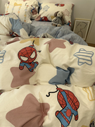ins蜘蛛侠卡通床上四件套全棉纯棉1.5m1.8米被套床单三件套少女心