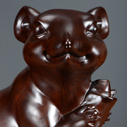 黑檀木雕刻老鼠摆件福鼠家居客厅装饰实木头红木工艺品鼠年送