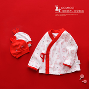 新生婴儿衣服纯棉和尚服和袍，满月红色春秋，初生宝宝中国风上衣新年