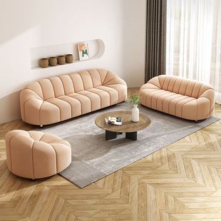 布艺沙发北欧轻奢设计感羊羔绒简约休闲组合家用客厅单人组合沙发