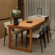 莫比恩纯实木原木餐桌长方形家用约工作台樱桃色白蜡木饭桌