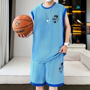 夏季篮球服男孩12-15岁初，中学生背心t恤13青少年大童速干运动套装