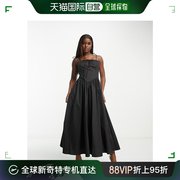 香港直邮潮奢glamorous女士前襟，绑带中长背心，罩衫连衣裙(黑色)