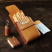 两针一线手工真皮烟盒木质20支装便携细烟盒创意复古定制10支装