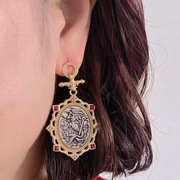 中古风vintage古钱币，意大利工艺耳环复古高级感耳饰铜镀真金耳坠