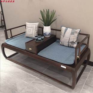 新中式乌金木罗汉床禅意现代实木沙发组合客厅禅意别墅轻奢家具