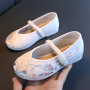 女童绣花鞋2023古风鞋透气中国风手工儿童汉服鞋民族风小白鞋