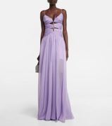 紫色雪纺长裙欧美性感吊带，连衣裙女装网纱休闲派对聚会晚装