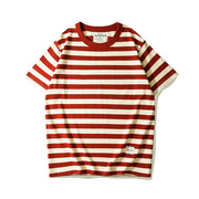 红条纹230g国潮复古海魂衫，男女纯棉条纹，短袖t恤宽松vintage打底