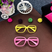 日韩时尚网红大框眼镜框女 粉红色镜框 黄色镜架装饰搭配眼镜