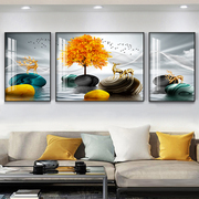 轻奢客厅装饰画沙发背景墙壁画现代简约大气三联画餐厅挂画晶瓷画