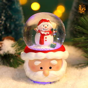 圣诞水晶球摆件儿童圣诞节礼物女生飘雪梦幻玻璃球，卡通节日装饰品