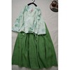新中式国风改良宋制汉服汉元素绿色衬衫上衣搭配亚麻半身裙两件套